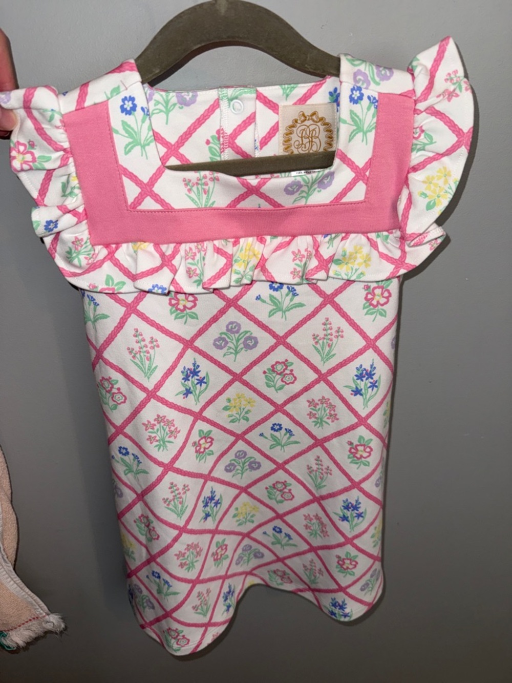 The Beaufort Bonnet Company Pink Floral Ruffle Square-Neck Dress